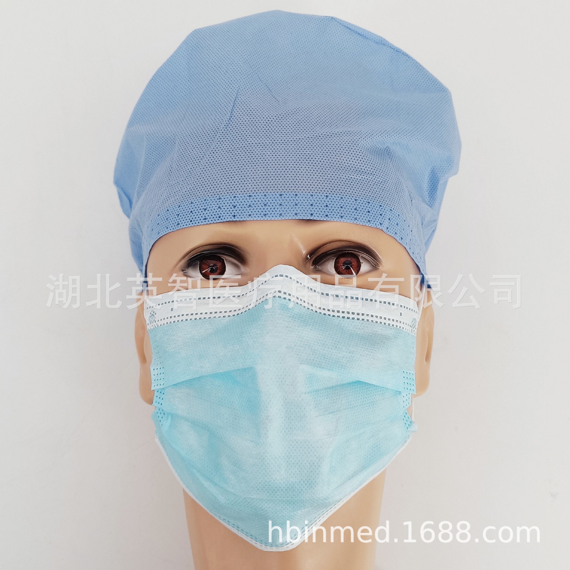 三层平面口罩 蓝色白底90bfe熔喷布Type IIR欧盟CE白名单工厂直销