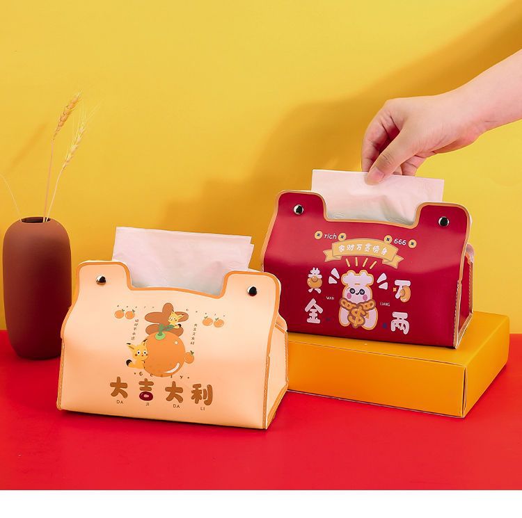Año nuevo lindo nacional moda caja de pañuelos hogar de alta apariencia caja de pañuelos impermeable dormitorio coche sala de estar caja de pañuelos universal
