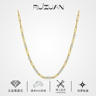 Cross-border new moissanite round 3.0mm clavicle chain S925 silver plated 18k gold personality simple all-match necklace