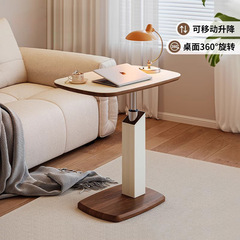 马鞍皮升降边几家用床边桌中古风客厅茶几小桌子可移动床头电脑桌