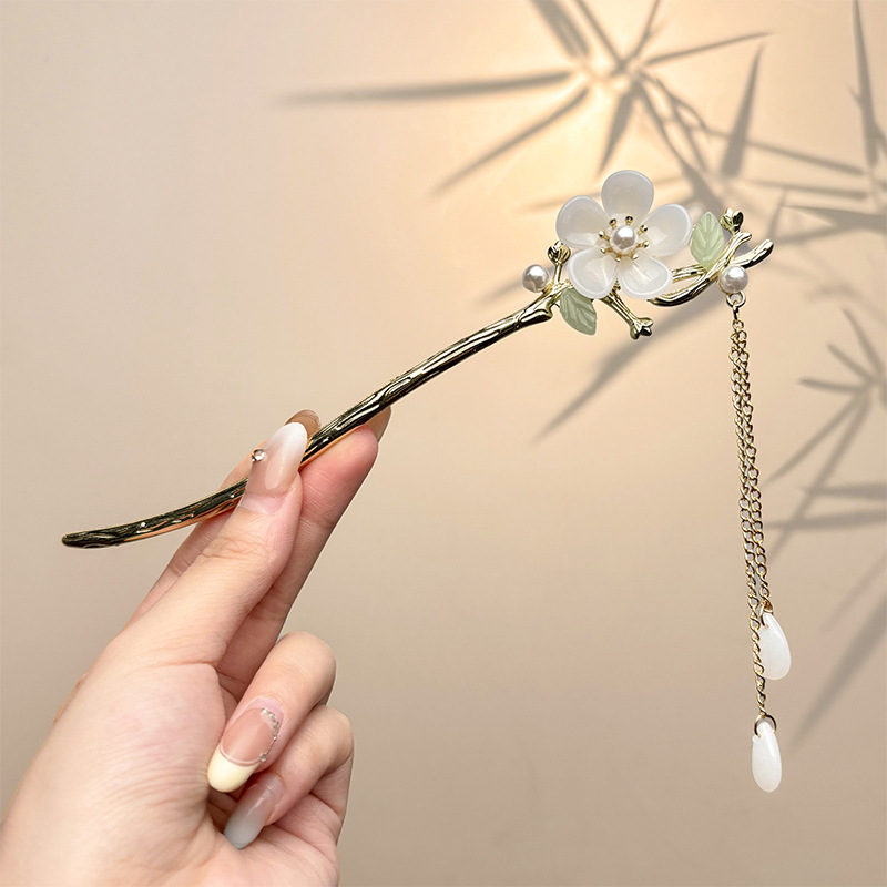 Retro simple nicho de alta estética oriental diseño de cabello de flores de frascos de estilo antiguo cabello