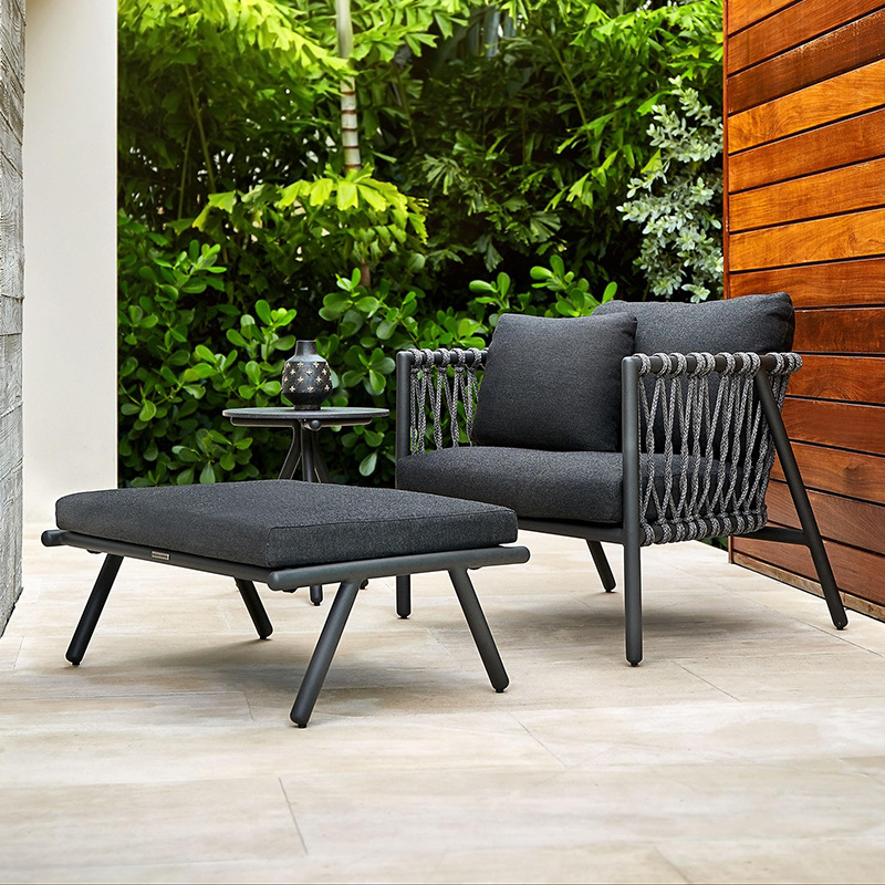 Ocio al aire libre sofá patio aleación de aluminio ratán sofá al aire libre balcón cuerda Mesa té combinación sol muebles de habitación image 4