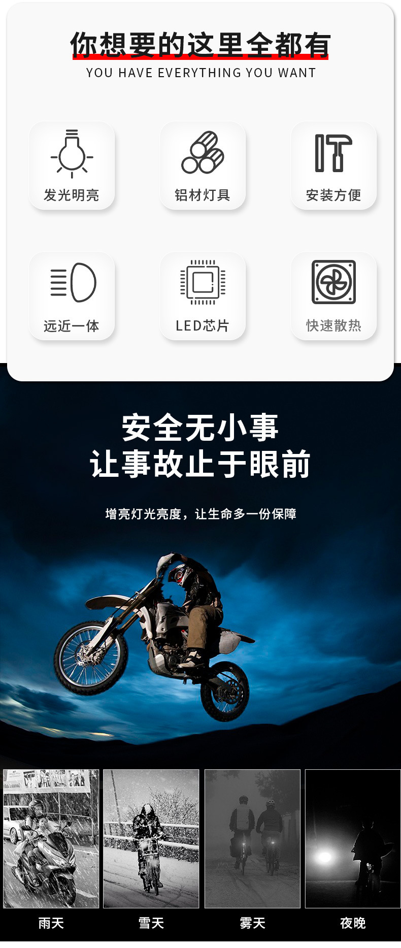 New wide-voltage panda-shaped LED motorcycle/electric scooter/battery-powered vehicle headlights, featuring high brightness and both high and low beam options, for vehicle modification