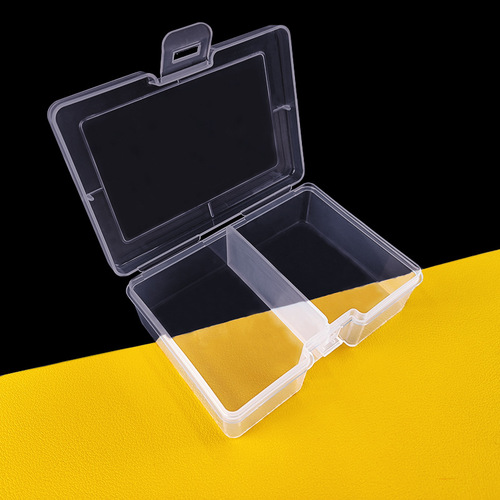 Fishing gear 2-grid desk organizer, card battery sorting box, chip component box, transparent flip-top plastic box