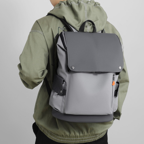 Leather PU Double Shoulder Bag Trendy Cool Unisex Dual Shoulder Backpack for College Students Flap Backpack Multifunctional Personal Laptop Backpack