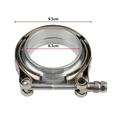 Auto Parts Stainless Steel Hose Clamp 304 Flange Clamp V-Shaped Clamp Pipe Hoop Car Modified Exhaust Pipe (Digər kuzov və aksesuarlar) - 25inch-with-male-and-female-flange