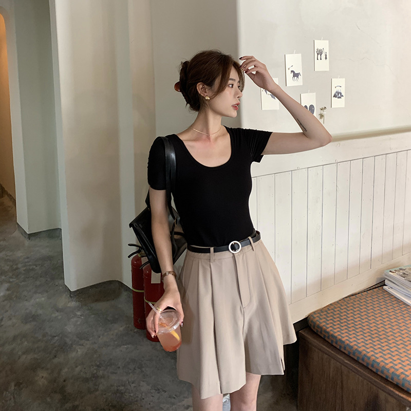 버뮤다 여성용 수트 반바지, 봄 여름 신상, 루즈핏 하이웨이스트 캐주얼 얇은 중간 길이 바지, 스트레이트 와이드 레그 5부 바지