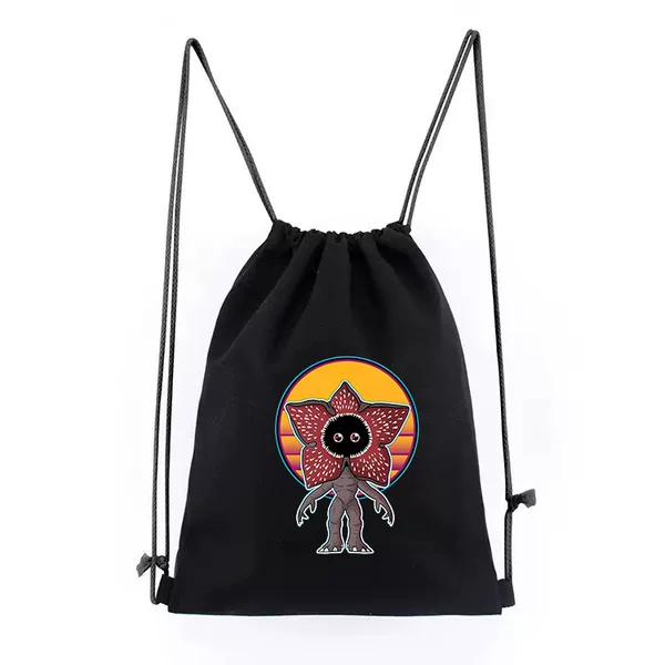 Stranger Things Merchandise Drawstring Bag Cartoon Drawstring Backpack Canvas Storage Bag Cross-Border