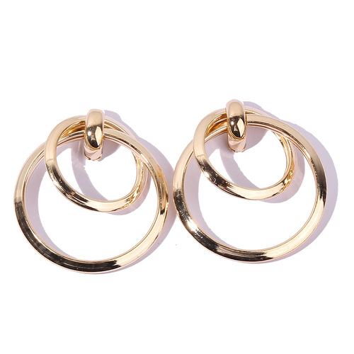EA775 Limeng jewelry manufacturer European and American fashion new geometric ear hoop earrings personalized double layer hoop earrings for women