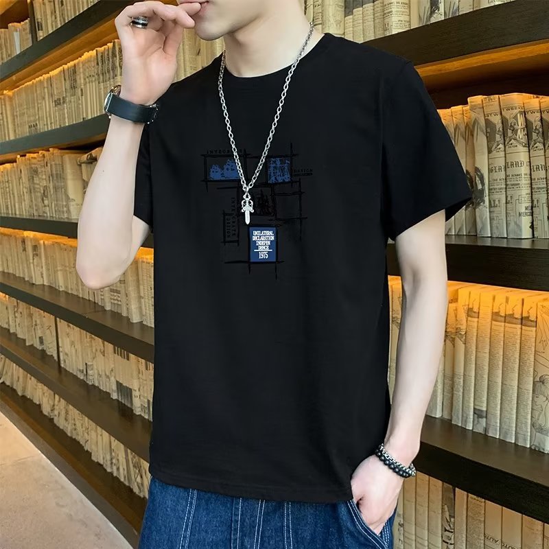 Camiseta de manga corta de moda para hombre 2023 nuevo verano estilo coreano suelta marca de moda para estudiantes cuello redondo casual Boys ins top