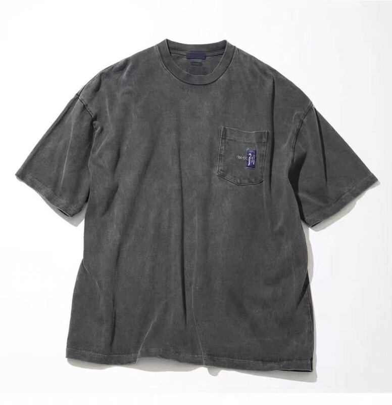 NAUTICA, supervised by Hasegawa, washed and distressed pocket label, letter logo embroidery, solid color short-sleeve T-shirt NAUTICA, supervised by Hasegawa, washed and distressed pocket label, letter logo embroidery, solid color short-sleeve T-shirt