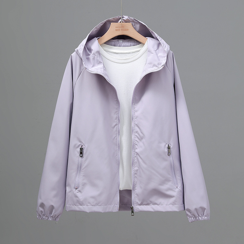 2026 Spring and Autumn New Women's Windproof and Waterproof Jacket Casual Hooded Top Loose Windbreaker Jacket Foreign Trade Jacket