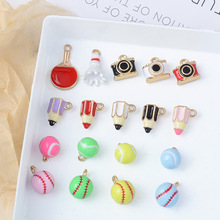 立体合金配件卡通迷你照相机羽毛球棒球挂件DIY手机链手链配件