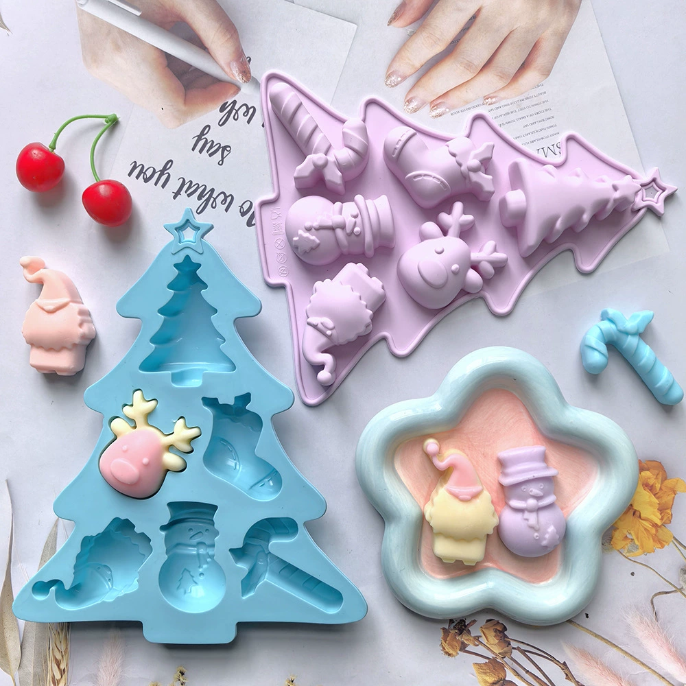 6 Christmas tree chocolate 607 biscuits silicone mold candy pudding dessert mold cake baking utensils