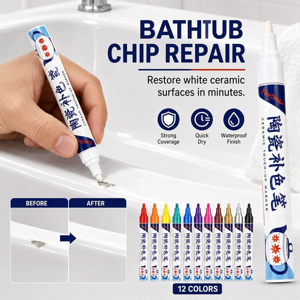 Ceramic touch-up pen, waterproof and quick-drying, a magic tool for repairing scratches on bathtub tiles, available in multiple colors, strong covering repair pen