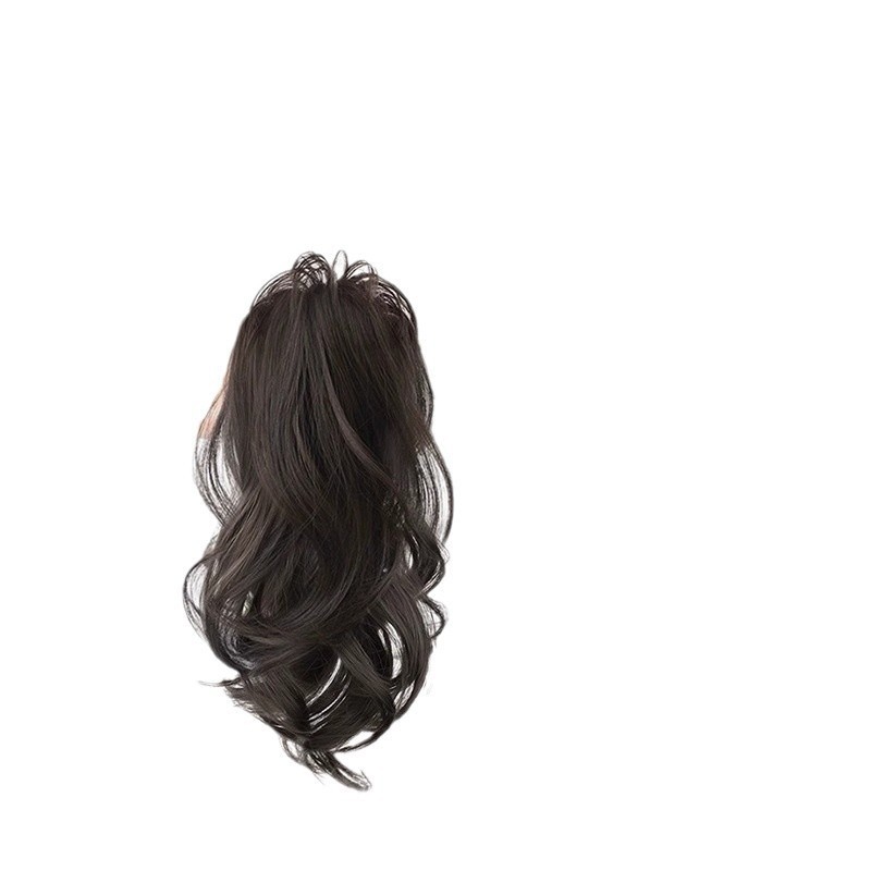 Cascada de caballo mujer simulación clip de agarre de cabello alto cráneo dulce grupo de mujeres picante teñido cascada medio cabello rizado peluca de cola de caballo alta