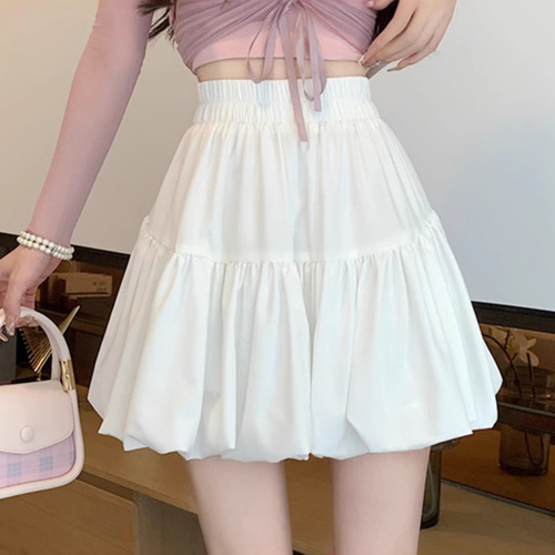 New 2025 Spring Women's Puff Short Skirt High-Waisted Slimming A-Line Mini Skirt Non-Slip Light-Proof Versatile Bouncy