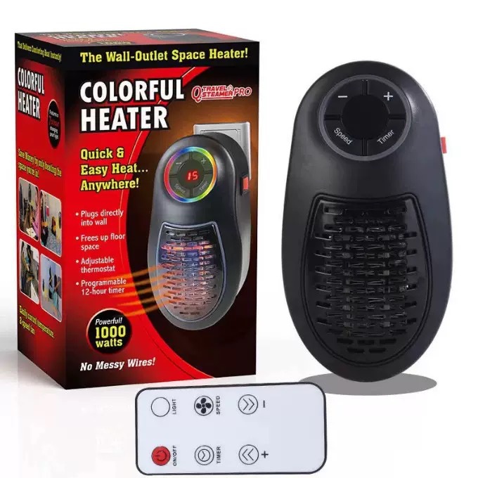 Mini Heater Plug-In Wall Household Small Hot Air Fan Colorful Light Desktop Office Multi-Function Heater