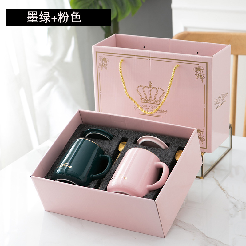Creative Ceramic Cup Mug with Lid Water Cup Couple's Cup Big Belly Cup Gift Set Activity Gift Accompanying Gift