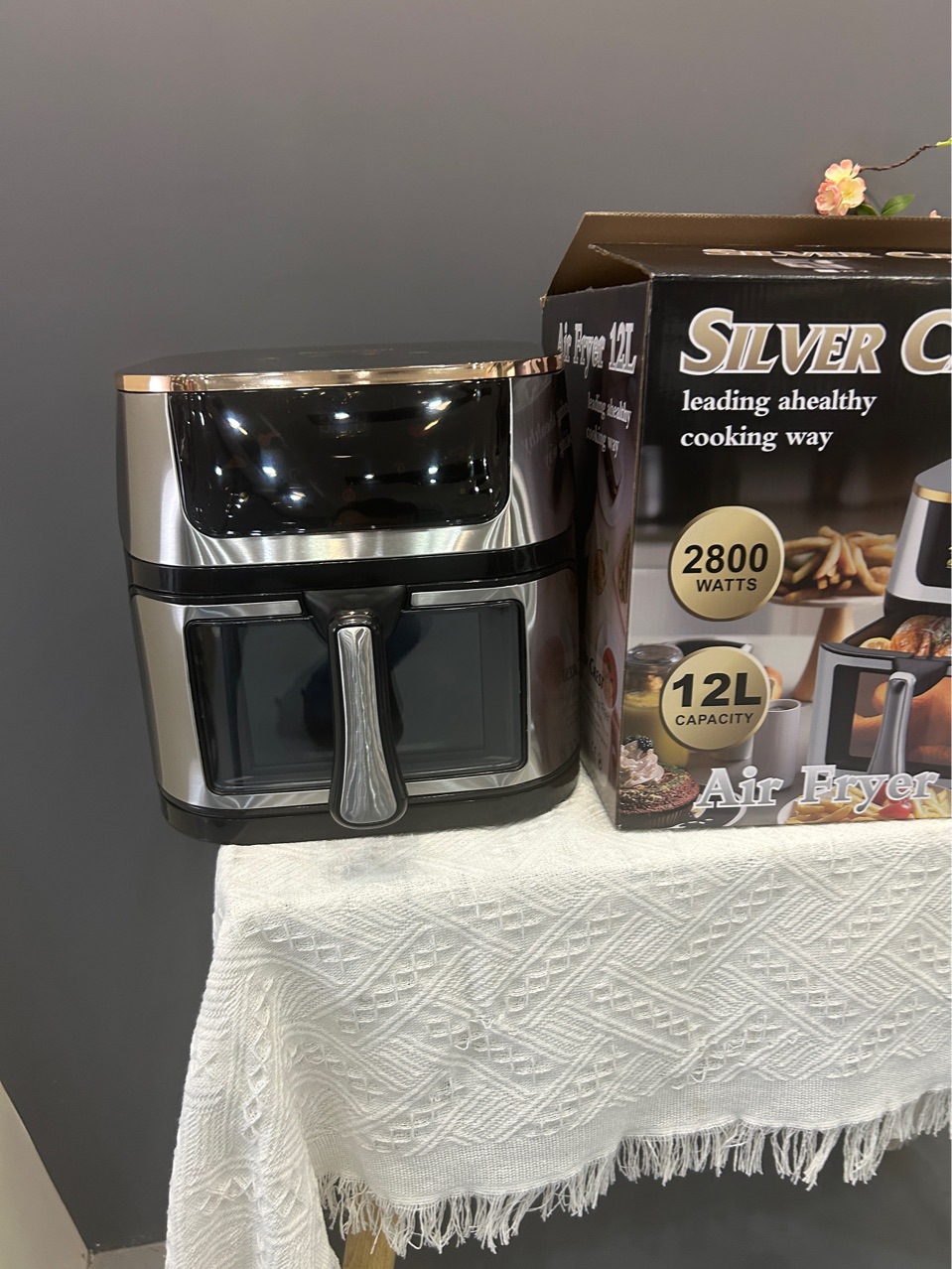 Cross-Border Multifunctional Electric Fryer New Air Fryer 10L Stainless Steel Visual Large Capacity Electric Oven Touch Screen