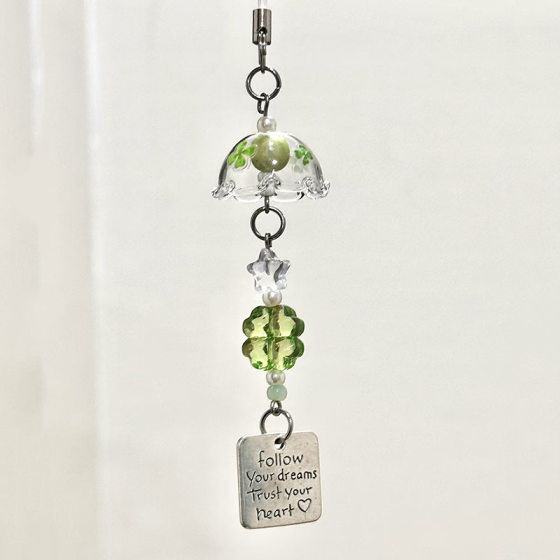 Four-leaf clover wind chime pendant mobile phone case lanyard bag camera handmade mobile phone chain niche ins simple