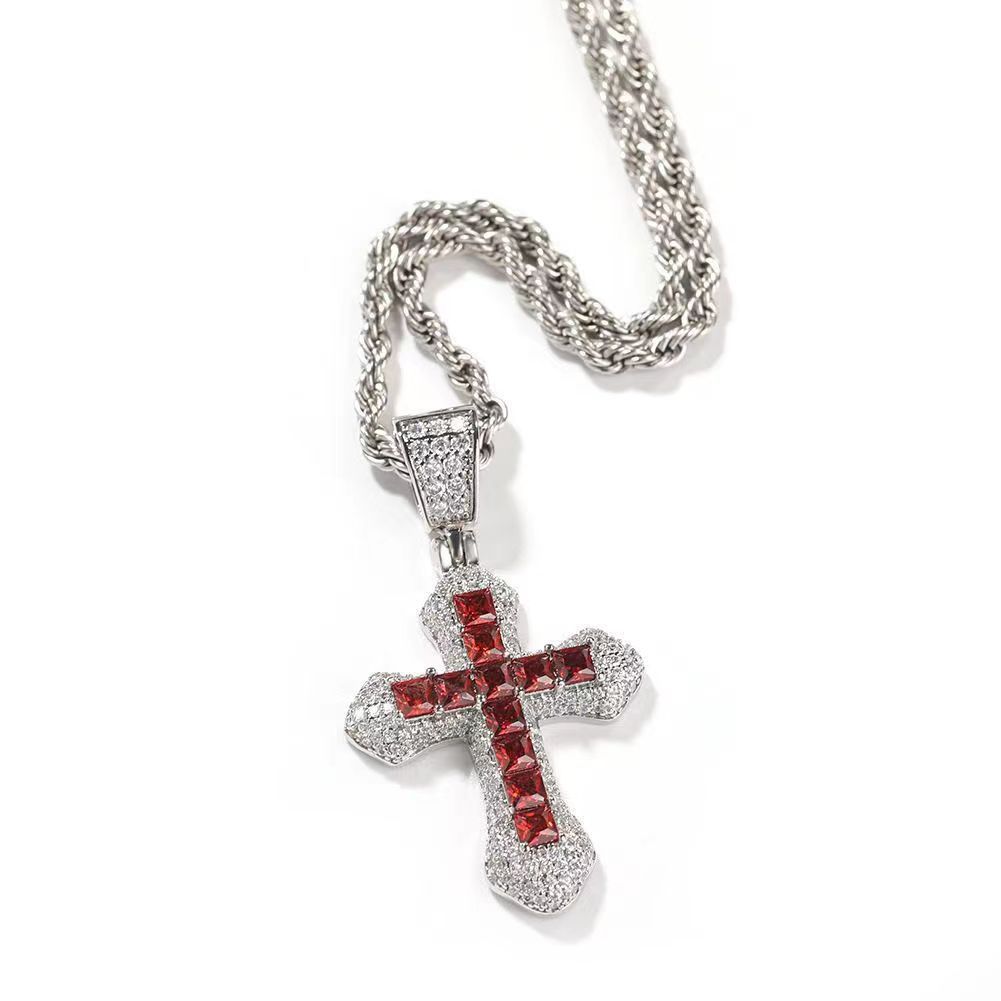 Streetwear Cross Zircon Alloy Wholesale Charms Pendant Necklace display picture 3