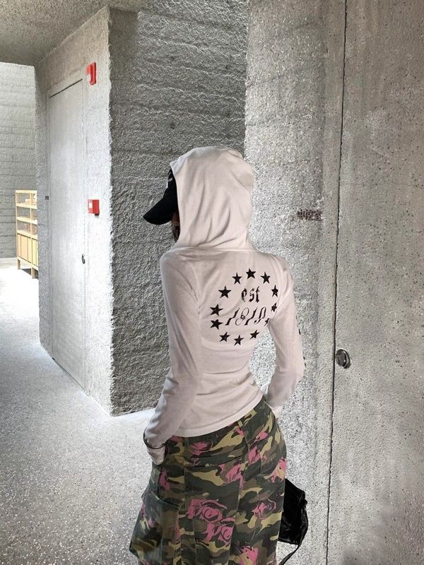 美式街头连帽长袖t恤女夏季薄款朋克防晒罩衫修身显瘦黑色上衣tee|undefined