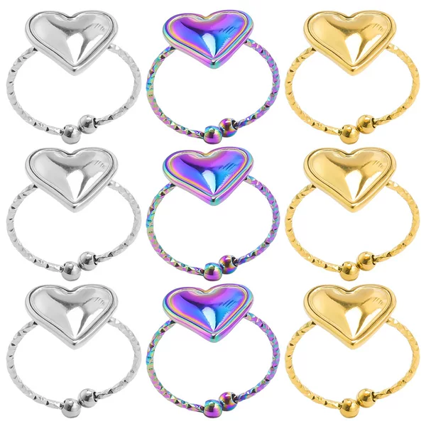 Cross-border opening adjustable ring men and women retro style stainless steel heart-shaped couple ring factory wholesale jewelry