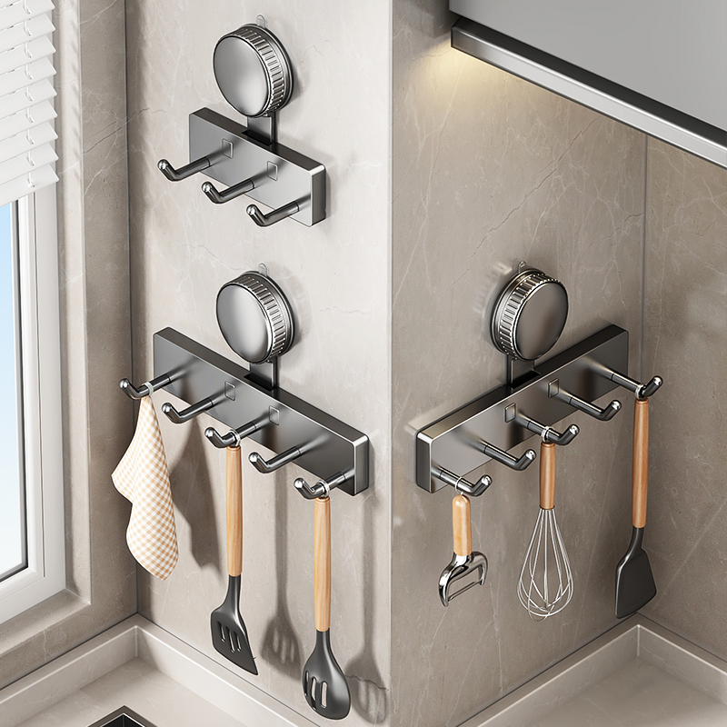 Suction Cup Kitchen Hook, No-Drill Wall-Mounted Multifunctional Kitchen Utensil Storage Rack, Strong Load-Bearing for Home Use Suction Cup Kitchen Hook, No-Drill Wall-Mounted Multifunctional Kitchen Utensil Storage Rack, Strong Load-Bearing for Home Use