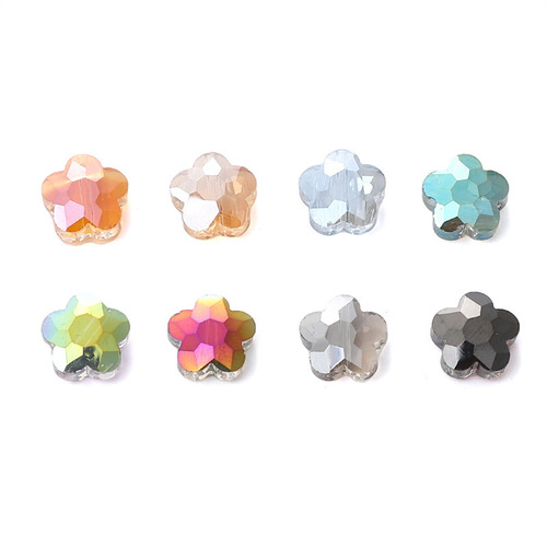 10mm Glass Beads with Colorful Small Flowers Handmade DIY Necklace Bracelet Accessories Crystal String Beads Decorative Materials