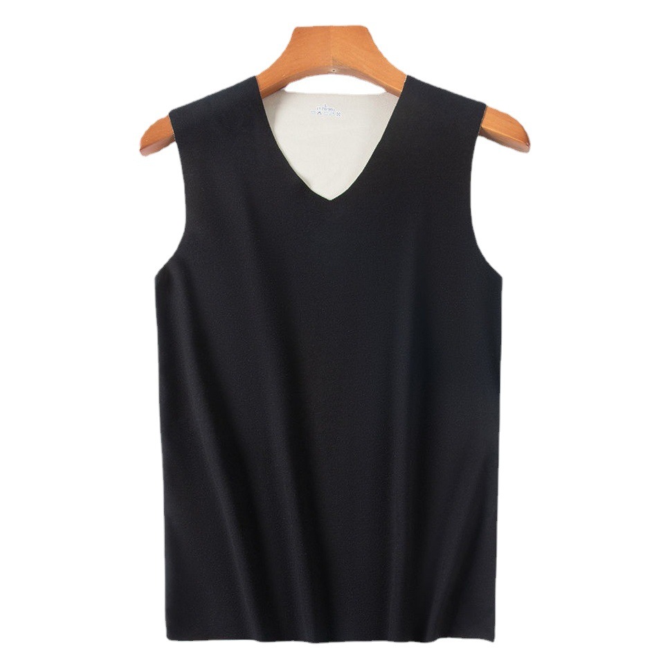 Ab-Sided Thermal Men's Seamless Warm Vest Underwear, Thickened Slim-Fit Fleece-Lined Base Layer Close-Fitting Undershirt
