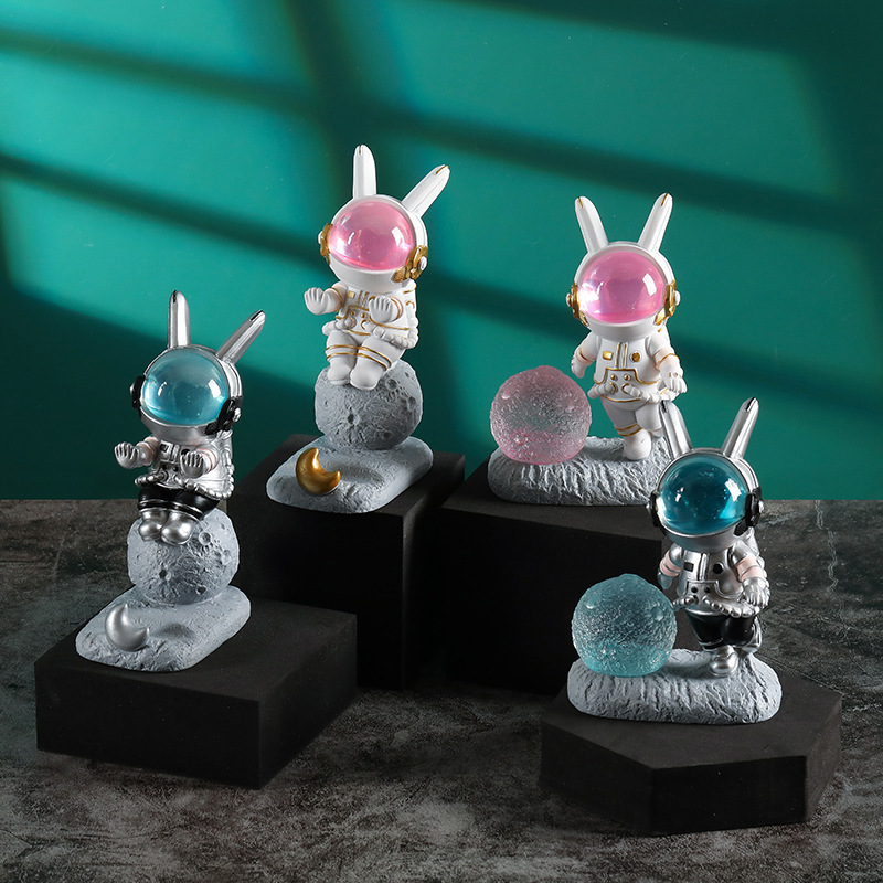 창조적 인 만화 귀여운 공간 토끼 휴대 전화 브래킷 분위기 나이트 라이트 수지 선물 학생 커플 생일 선물