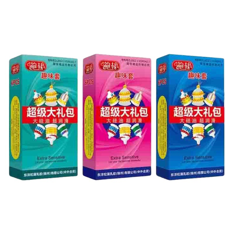 Bob bolsa de regalo condón en forma especial estimulación G-spot diversión 6 condones juguetes sexuales para adultos entrega de una sola pieza