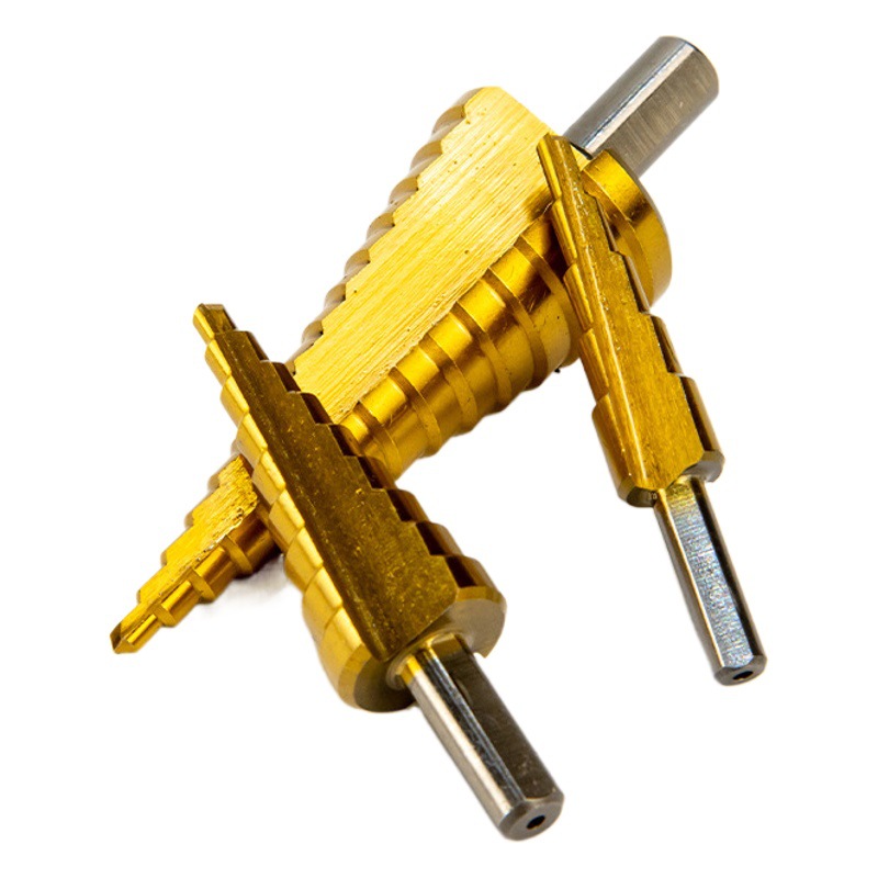 Acero inoxidable hierro placa de aluminio metal agujero abrelatas taladro universal pagoda espiral escalera tipo torre paso escariador