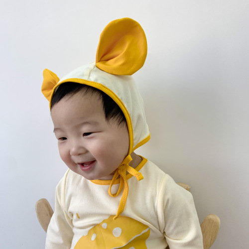 2024 spring new baby jumpsuit ins style baby harem mouse shape cheese print long sleeves