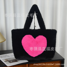秋冬斜挎毛绒兔子托特手提包高级感女大容量可爱百搭毛毛单肩包