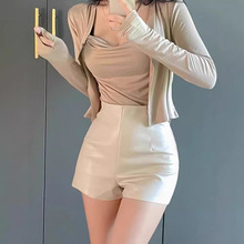 女皮短裤高腰显瘦PU皮包臀紧身超短性感热裤百搭打底靴裤2025新款