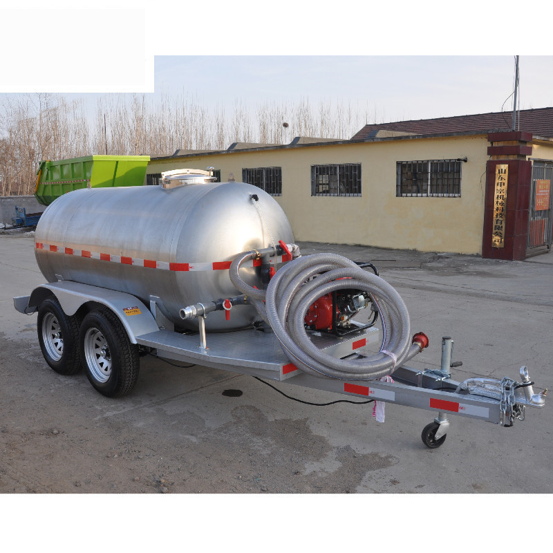 2.5吨不锈钢水罐拖车 汽车拖车 园林洒水拖车 饮用水水罐拖车