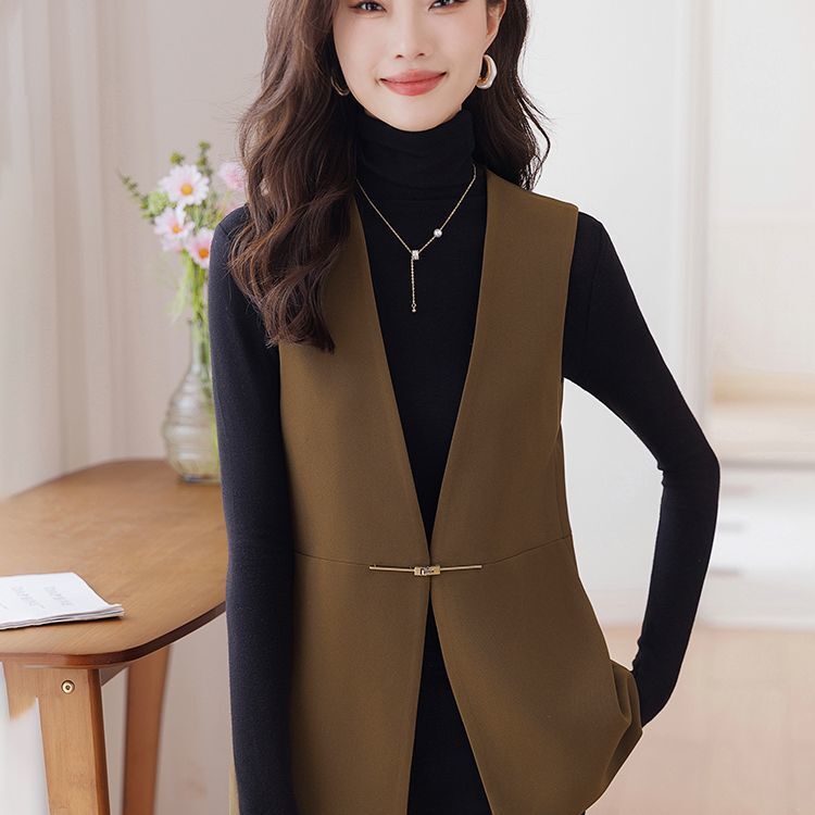 黑色西装马甲女2025春新款叠穿无袖背心外套洋气休闲外搭坎肩|undefined