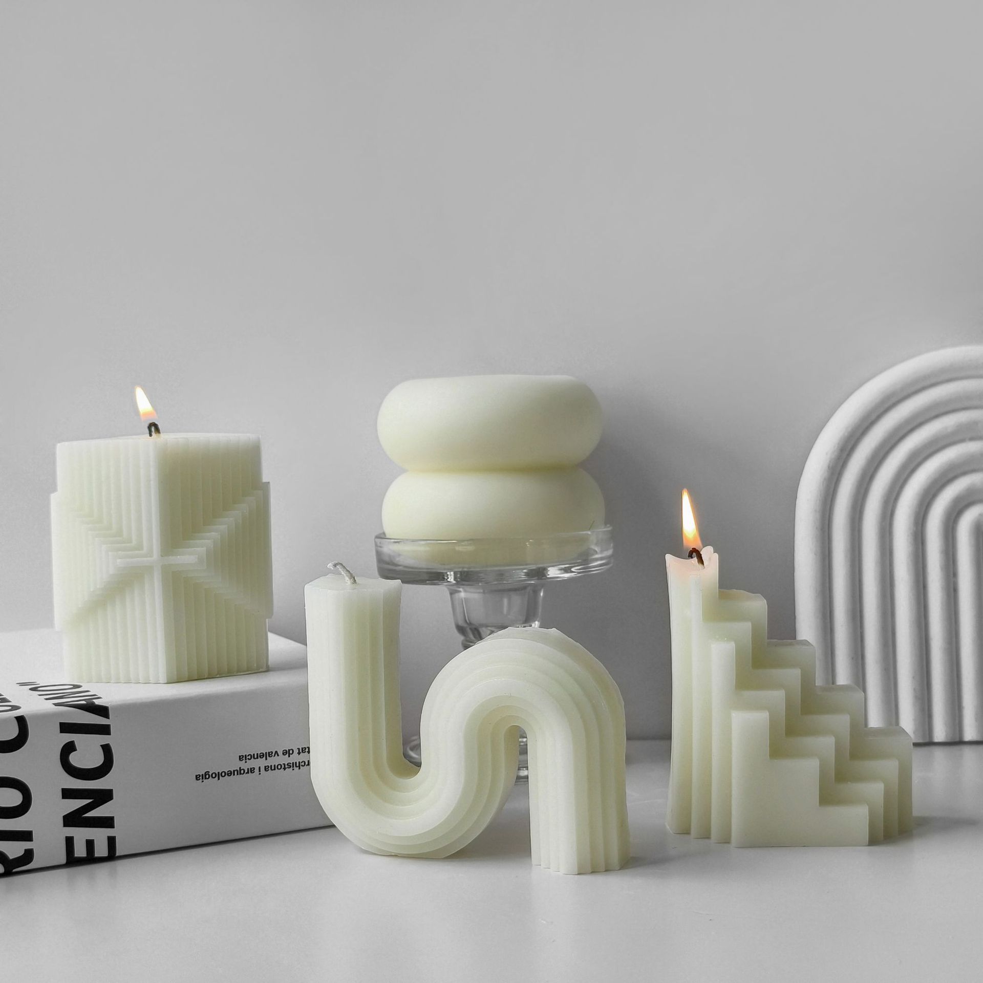 Jiahuimei DIY geométrica silicona vela molde cilíndrico jabón hecho a mano fragante piedra yeso decoración abrasivo herramienta