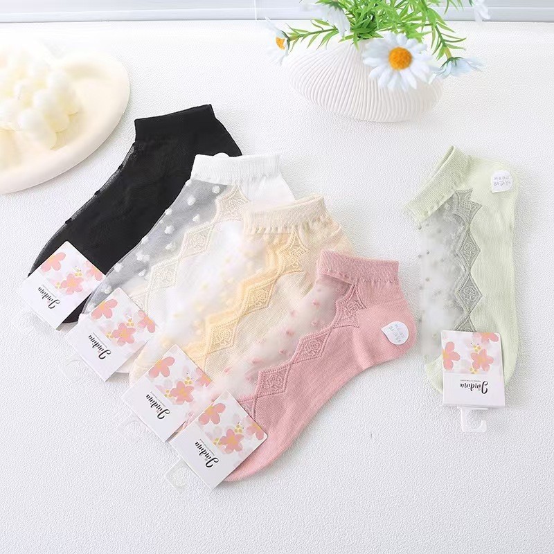 Women's summer thin online celebrity glass silk Crystal stockings Korean style low-cut cute student boat Socks