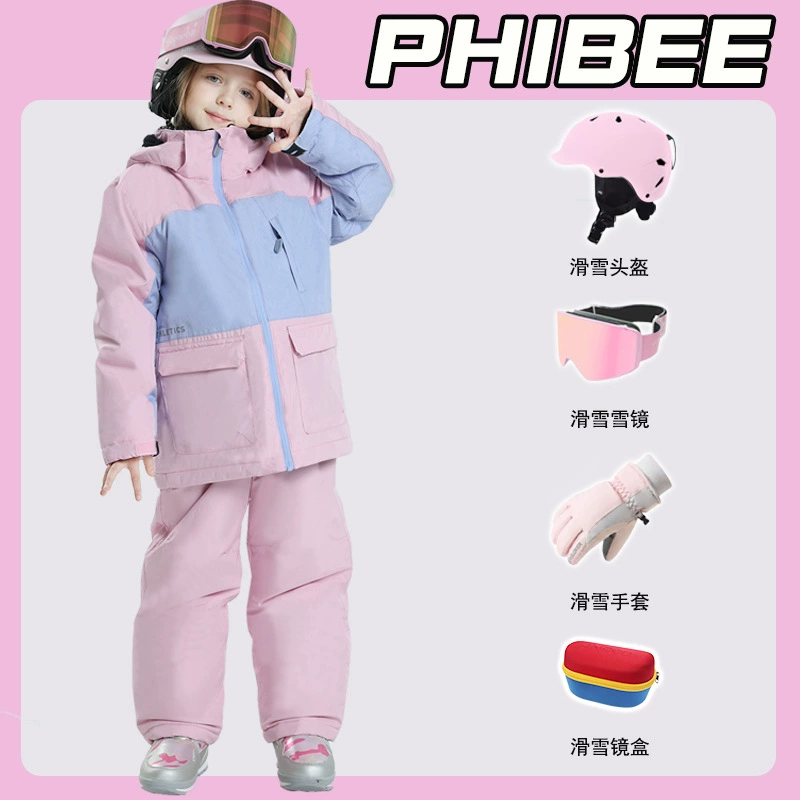Winter children's ski ski suit, set for men and women, windproof waterproof warm jacket