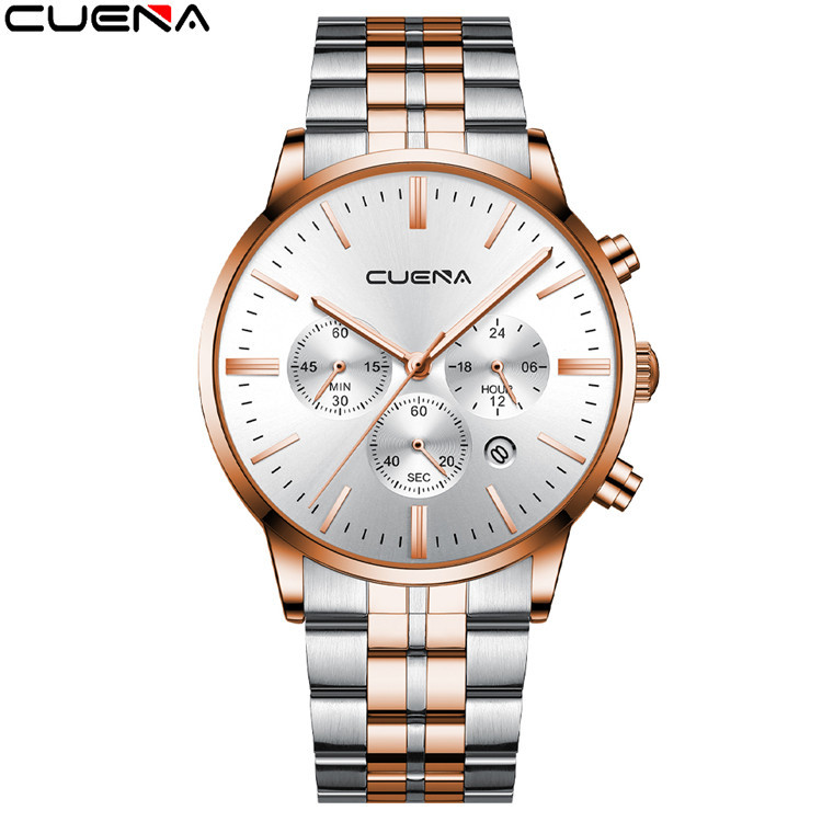 Nuevo reloj de negocios para hombres reloj de seis Pines de acero inoxidable multifuncional estudiante impermeable Comercio exterior Venta caliente