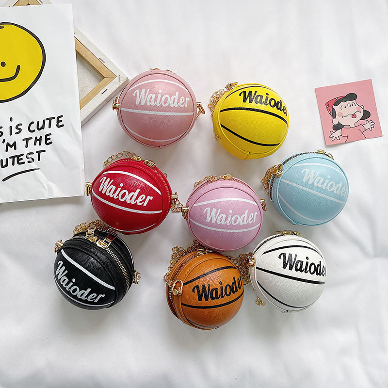 21 New Korean Style Basketball Kidsren's Chain Bag for Boys and Girls, Fashionable and Cool Mini One-Shoulder Cross-Body Coin Small Round Bag