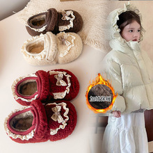 儿童加厚棉鞋2025年冬新款毛毛鞋女童蝴蝶结公主鞋宝宝软底学步鞋