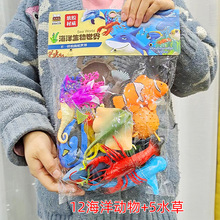仿真动物模型海洋生物软胶野生动物狮子老鲨鱼海豚儿童玩具认知跨