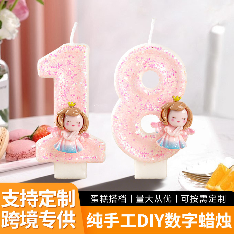 インターネット有名人の誕生日デジタルキャンドルクリエイティブ1歳のケーキオーナメント女の子宝物子供の雰囲気装飾シーンレイアウト|undefined