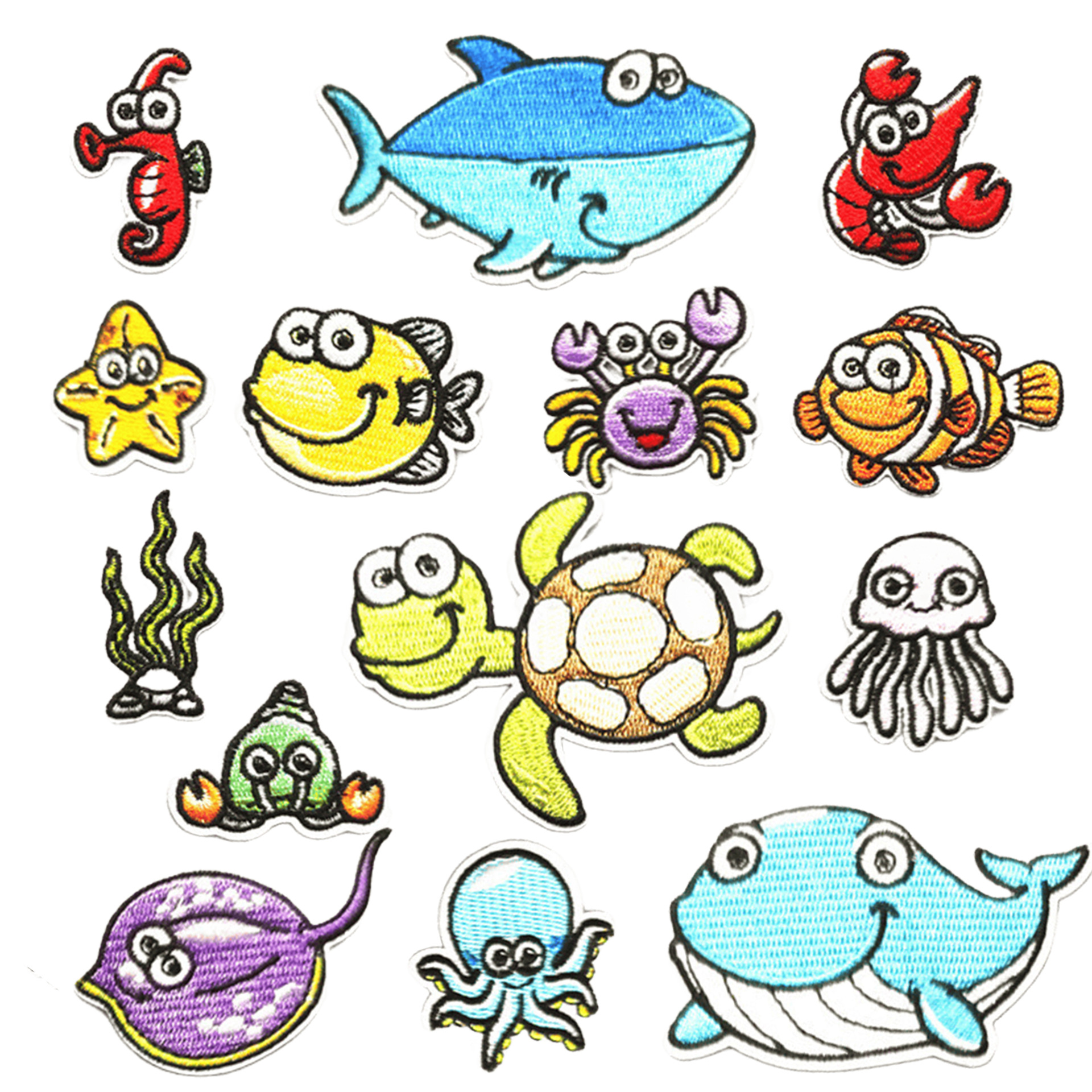 海洋刺绣衣服贴补丁贴烫布贴时尚百搭牛仔裤diy修补破洞背胶