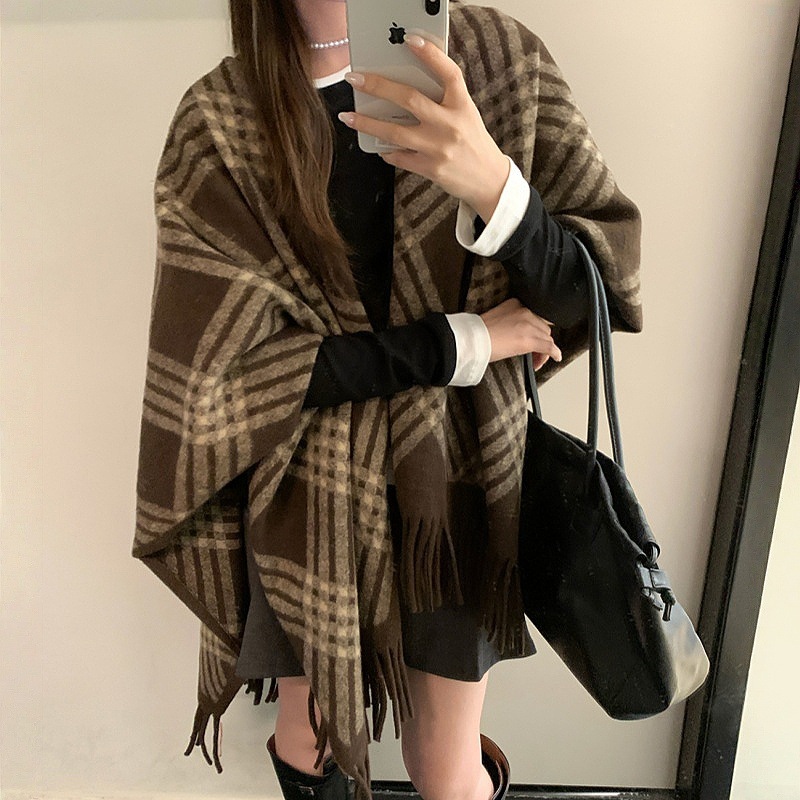 Retro universal chapa de cuadrillas mujeres otoño invierno mirad bufandas bordas mantas cálidas de alta calidad mantas