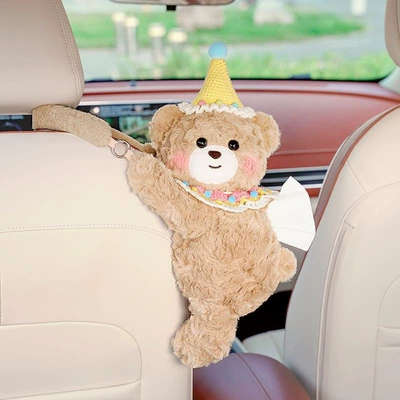 Supplies, Car Tissue Box, Cute: Car tissue box/set - yellow-hat-sakura-annie-bear-tissue-box